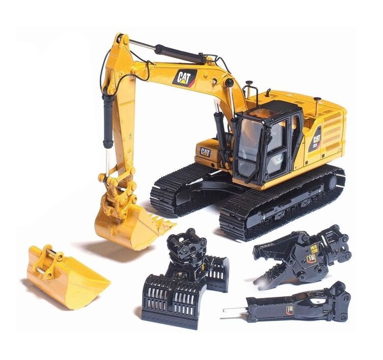 1:50 Scale Caterpillar 323 Next Gen Excavator with Work Tools