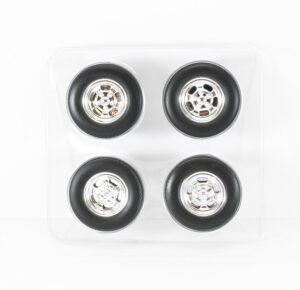 1:18 Scale Mag Wheel and Tyres Set - Chrome Jelly Bean Style