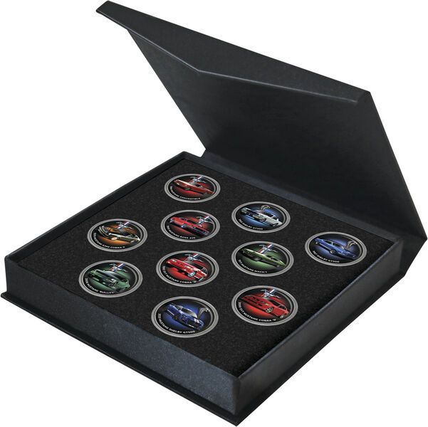 Ford Mustang 10 Piece Enamel Half Dollar Collection