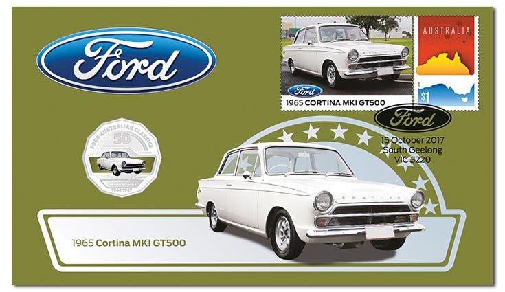 Ford Cortina MKI GT500 - 2017 50c Stamp and Coin Cover - PNC