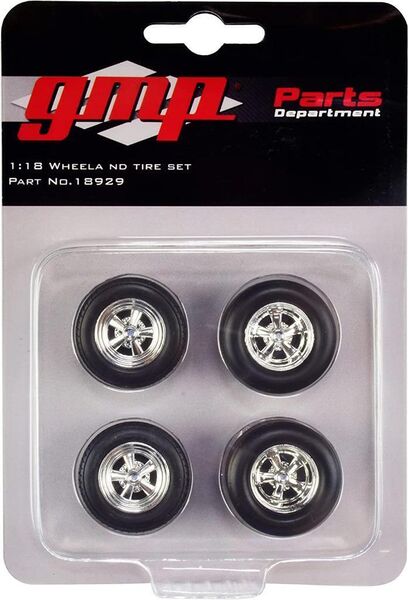 GMP 1:18 Wheel and Tyres - 5-Spoke Chrome Style