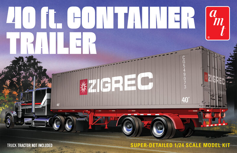 AMT 1:24 40ft Shipping Container Trailer Plastic Model Kit