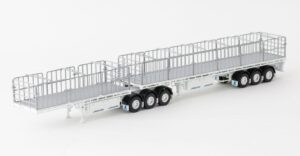 1:50 Scale Freighter Flat Top B-Double Trailers - White