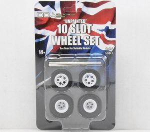 1:24 Scale Wheel and Tyre Set - 10 Slot Unpainted