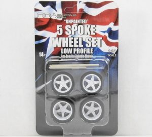 1:24 Scale Wheel and Tyre Set - 5 Spoke Unpainted Low Profile