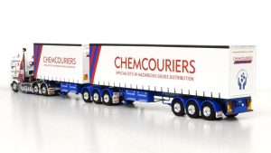 1:50 Scale Kenworth K200 with Freighter T-Liner B-Double Trailers - Chemcouriers