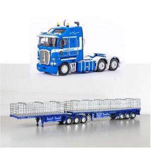 1:50 Scale Kenworth K200 with Freighter Flat Top B-Double Trailers - Mainfreight