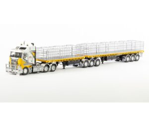 1:50 Scale Kenworth K200 with Freighter Flat Top B-Double Trailers - Big Hill Cranes