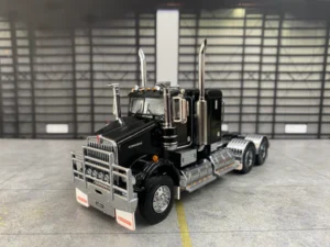 iconic replicas 1:50 Scale Kenworth W900 SAR Lowline Sleeper Truck Black with Alloys