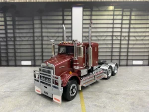 iconic replicas 1:50 Scale Kenworth W900 SAR Lowline Sleeper Truck Burgundy with Spiders