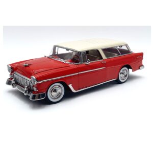1:18 Scale 1955 Chevrolet Bel Air Nomad - Gypsy Red and Shoreline Beige