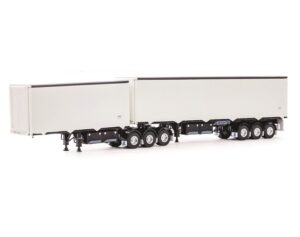1:50 Scale Freighter Eziliner B-Double Trailers - White with Black Chassis