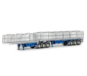 1:50 Scale Freighter Flat Top B-Double Trailers - White and Blue