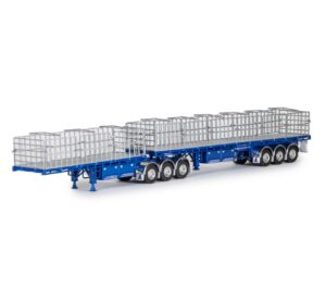 1:50 Scale Freighter Flat Top B-Double Trailers - Blue Metallic