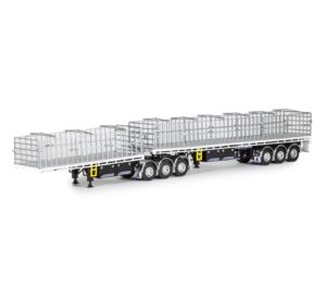 1:50 Scale Freighter Flat Top B-Double Trailers - White and Black