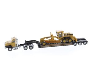 1:87 Scale Caterpillar CT660 Truck with Lowboy Trailer and CAT 163H Motor Grader
