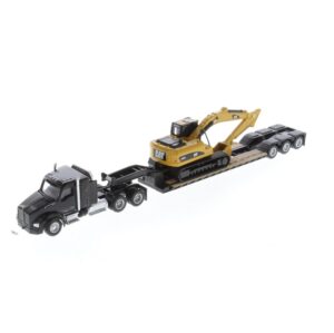 1:87 Scale Kenworth T880 Truck with Lowboy Trailer and CAT 320D L Excavator