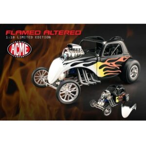 1:18 Scale Fiat Topolino Altered Dragster - Flamed Black