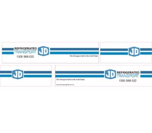 1:50 Scale Jays Custom B-Double Trailer Decals - JD Refrigerated Transport
