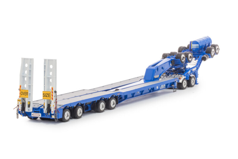 1:50 Scale Drake 4x8 Swingwing Drop Deck Trailer with Dolly - Light Blue - Image 2