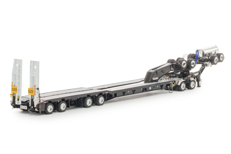 1:50 Scale Drake 4x8 Swingwing Drop Deck Trailer with Dolly - Black - Image 2