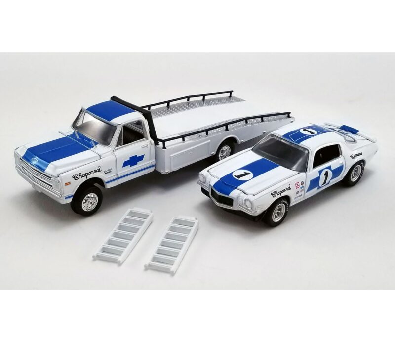1:64 Scale Chevrolet C-30 Ramp Truck with 1967 Trans Am Camaro - #1 Chaparral - Image 2