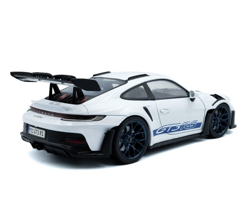 1:18 Scale 2024 Porsche 911 GT3 RS - White with Blue Stripes - Image 2