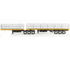 1:50 Scale Freighter Flat Top B-Double Trailers - Big Hill Crane
