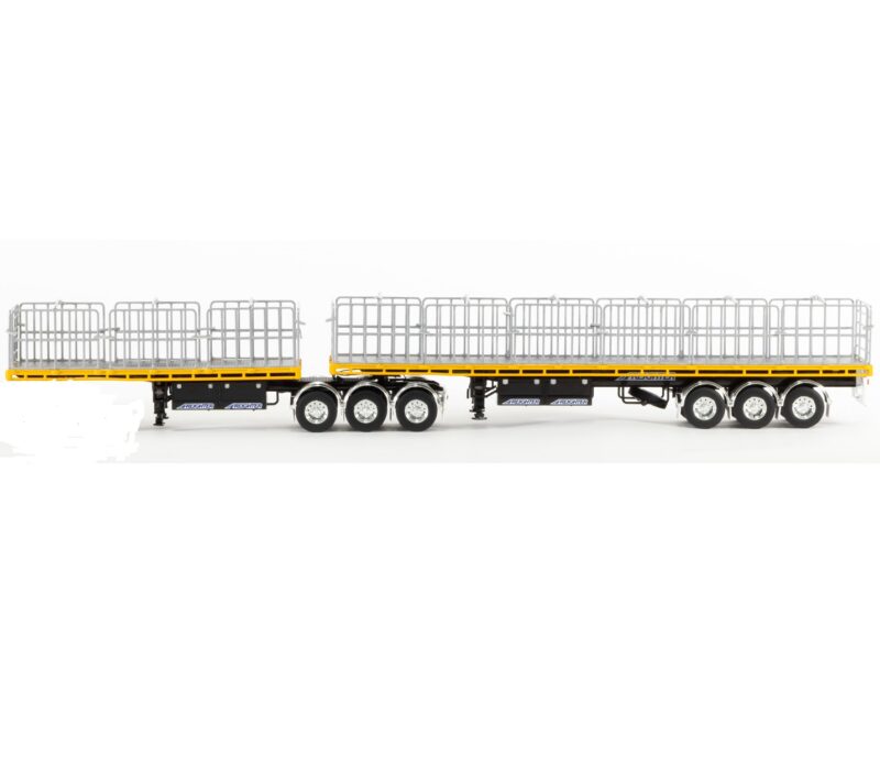 1:50 Scale Freighter Flat Top B-Double Trailers - Big Hill Crane
