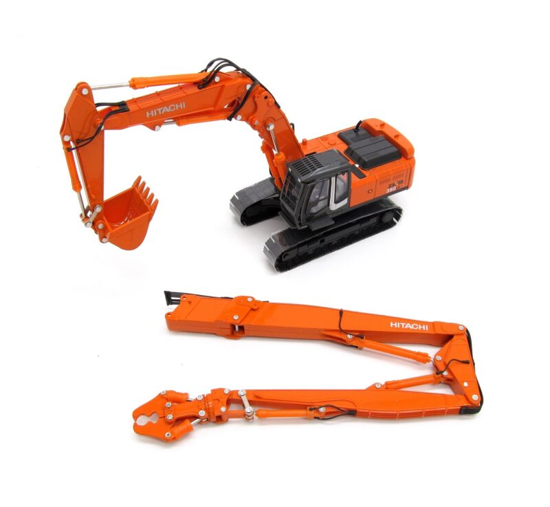 1:50 Scale Hitachi ZX350LC Excavator with Long Reach Boom Demolition Attachment