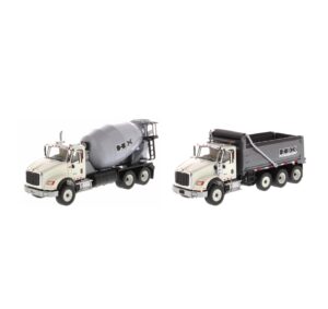 1:50 Scale International Concrete Mixer and Tipper Truck Combo
