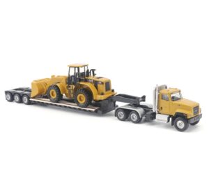 1:87 Scale Caterpillar CT660 Truck with Lowboy Trailer and Caterpillar 950G Wheel Loader