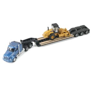 1:87 Scale Kenworth T880 Truck with Lowboy Trailer and Caterpillar Padfoot Roller