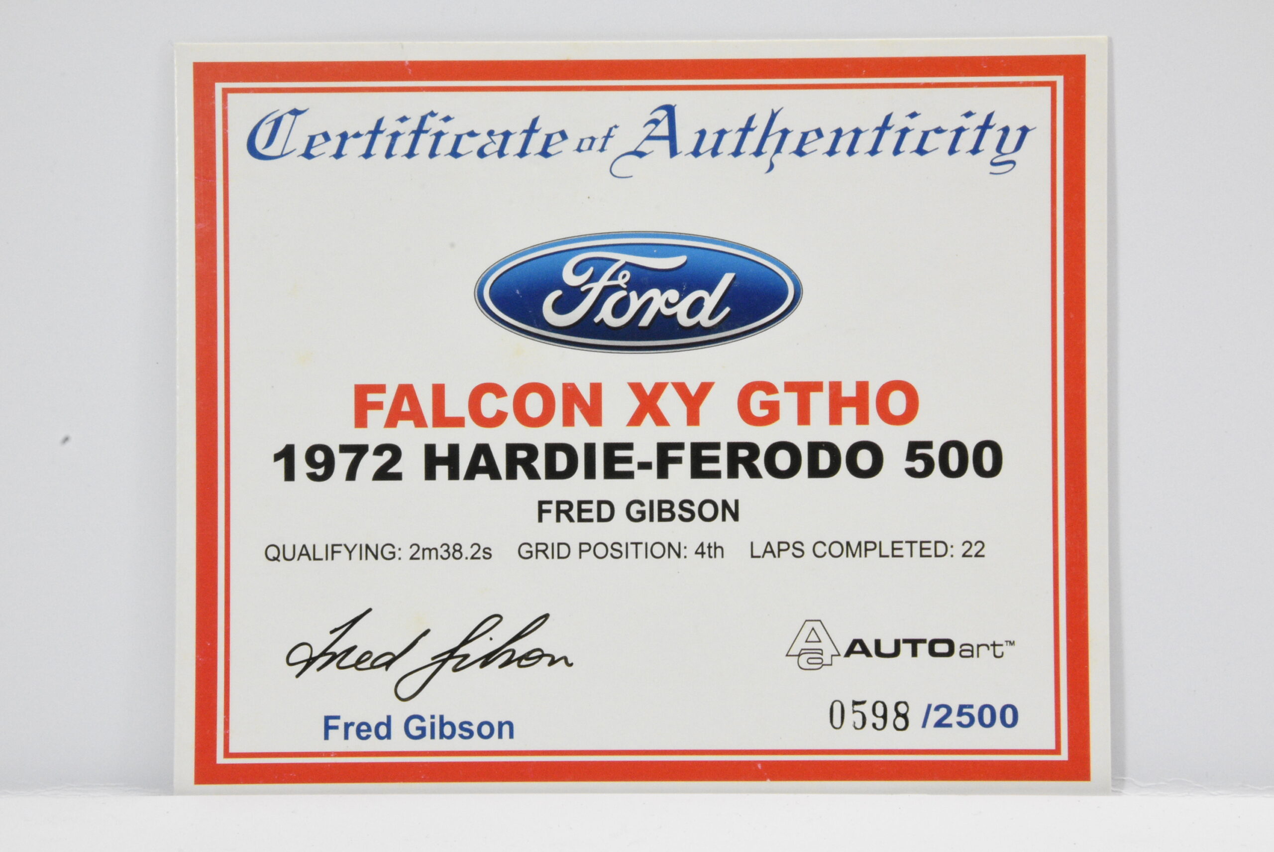 1:18 Scale Ford XY Falcon GTHO - 1972 Hardie Ferodo 500 - #8D Fred Gibson - Image 3