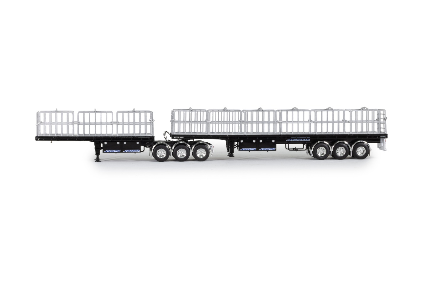 1:50 Scale Freighter Flat Top B-Double Trailers - Black - Image 3