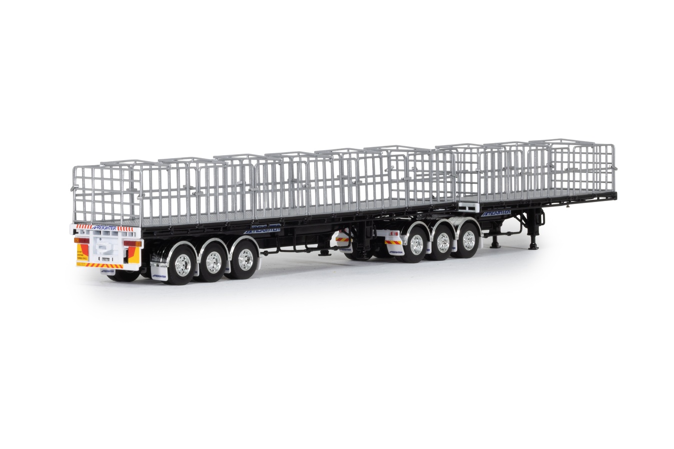 1:50 Scale Freighter Flat Top B-Double Trailers - Black - Image 2