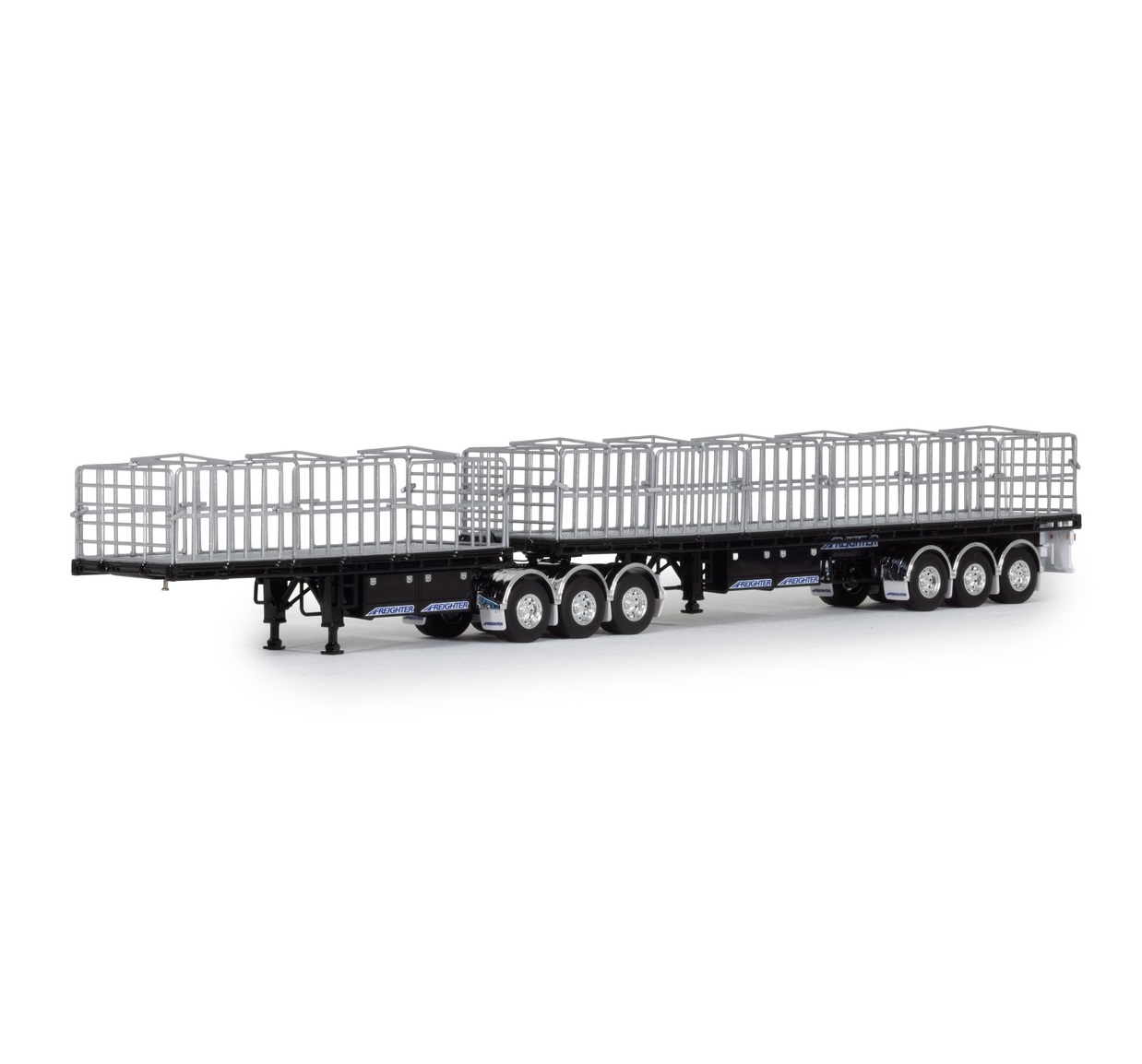 1:50 Scale Freighter Flat Top B-Double Trailers - Black