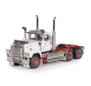 1:50 Scale Mack Super-Liner Day Cab Truck - White with Red Chassis